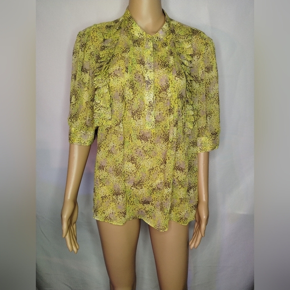 attention Tops - Attention Women's size xl yellow ruffle blouse shirt top